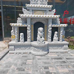 德州芝麻白中国黑石材套墓 花岗岩墓碑