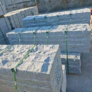 德州芝麻白自然面整石 坐凳